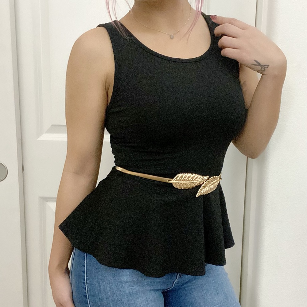 Black Sleeveless Peplum Top